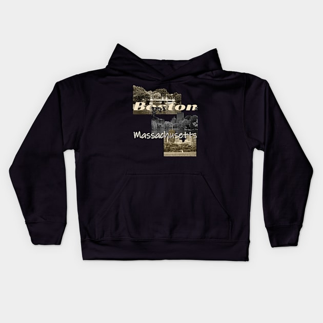 Boston Massachusetts Kids Hoodie by TeeText